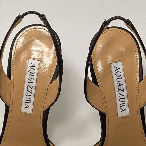 Aquazzura Gatsby Crystal-Embellished Satin Pumps size 37 - Picture 6 of 13